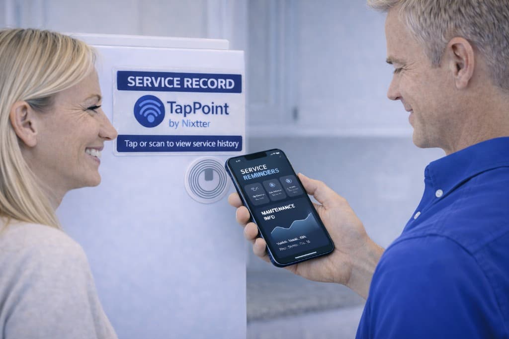 Homeowners using TapPoint to view their HVAC service history
